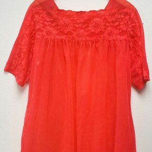 Vintage Henson Kickernick Red Pink Chiffon Nightie